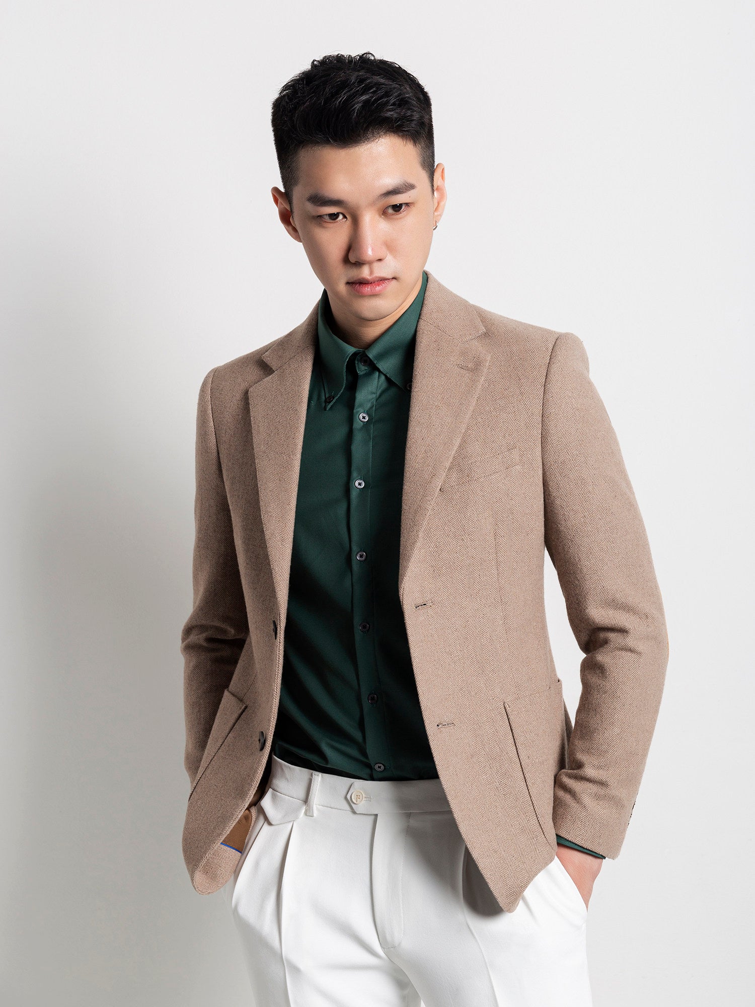 Retro Light Khaki European Style Casual Single Suit Viral Finds Hub