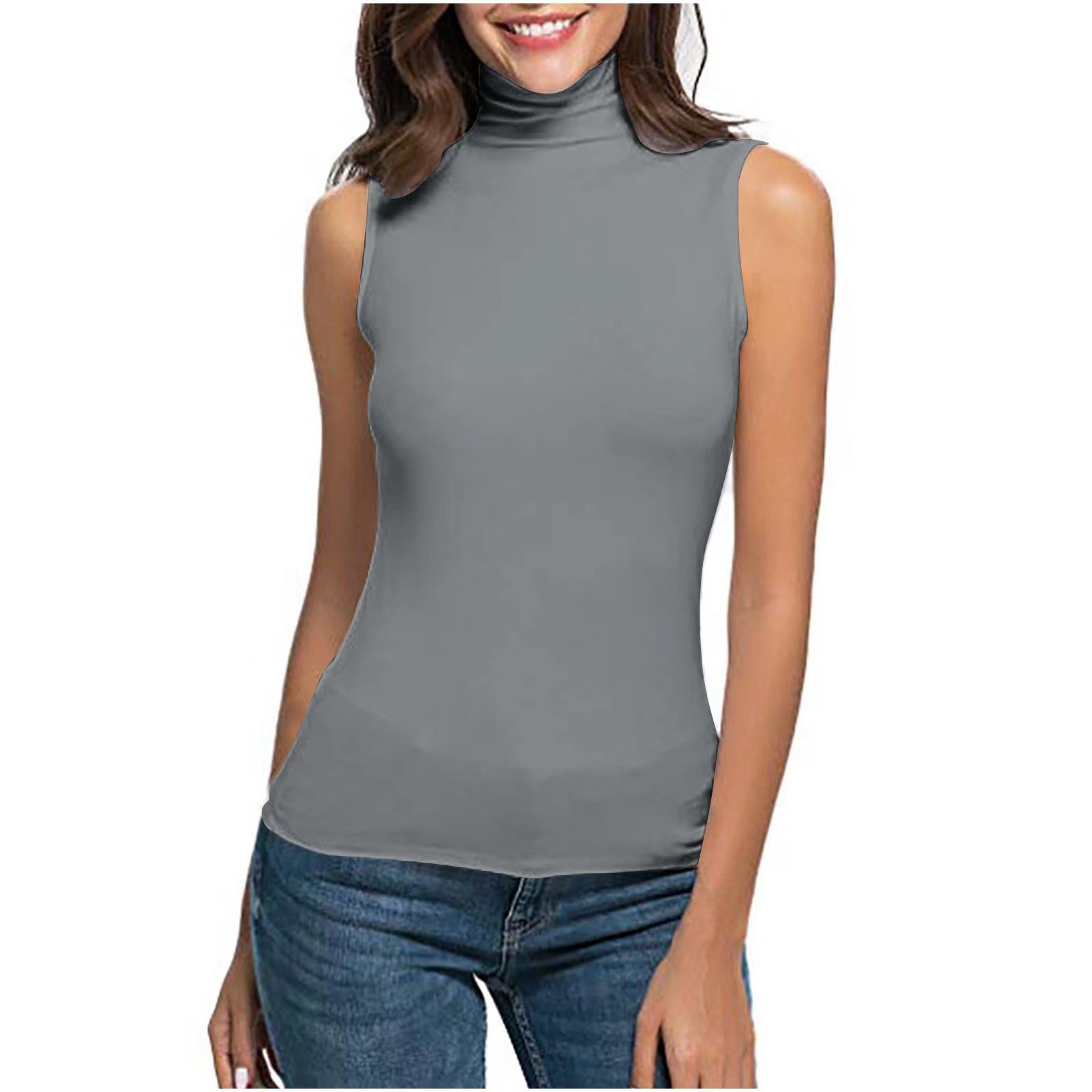 High-neck Slim-fit Sleeveless Casual Vest Viral Finds Hub