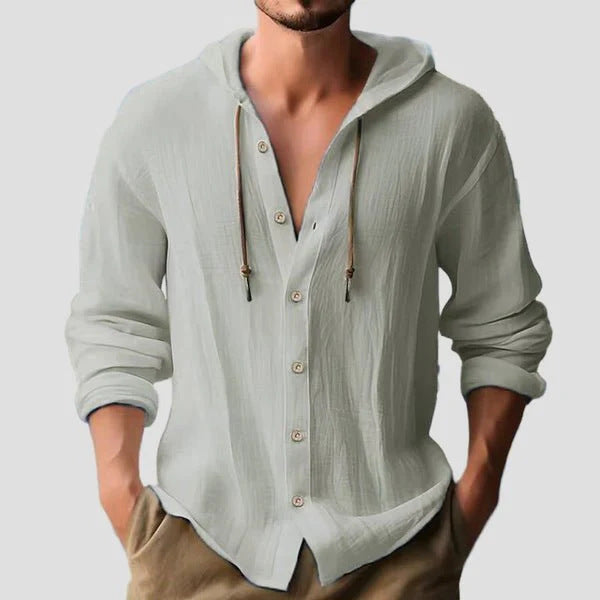 Men's Fashion Hooded Cotton-Linen Casual Long-Sleeve Viral Finds Hub