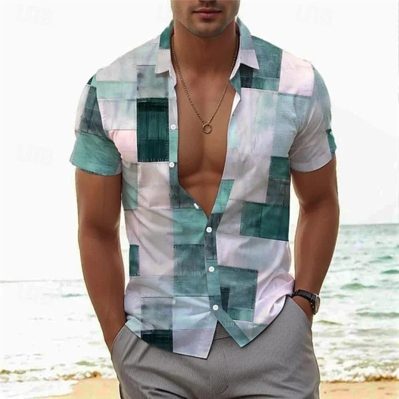 Men's Retro 3D Printed Lapel Short-Sleeve Shirt Viral Finds Hub