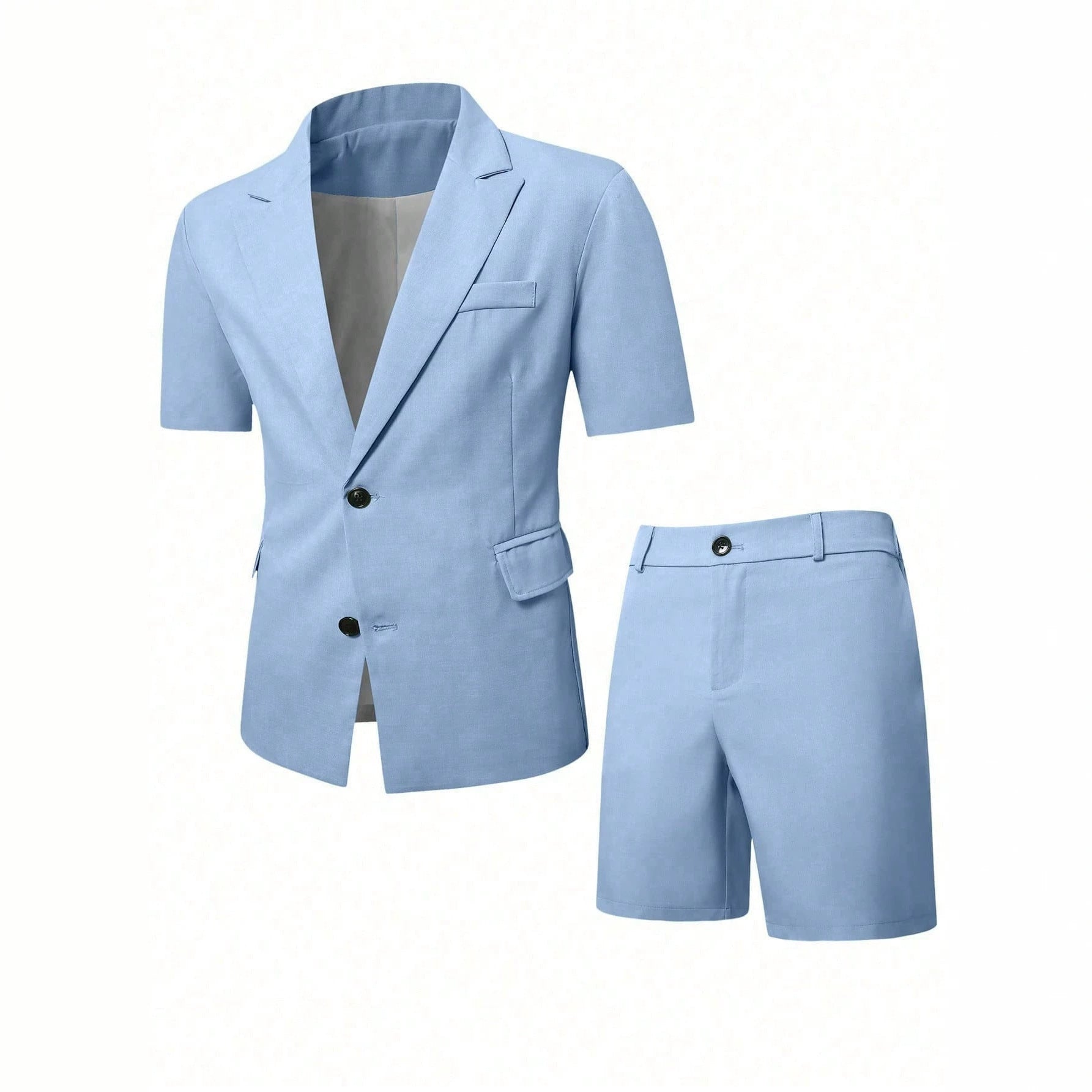 Mens Solid-Colored Gentleman Short-Sleeve Two-Piece Suit Viral Finds Hub