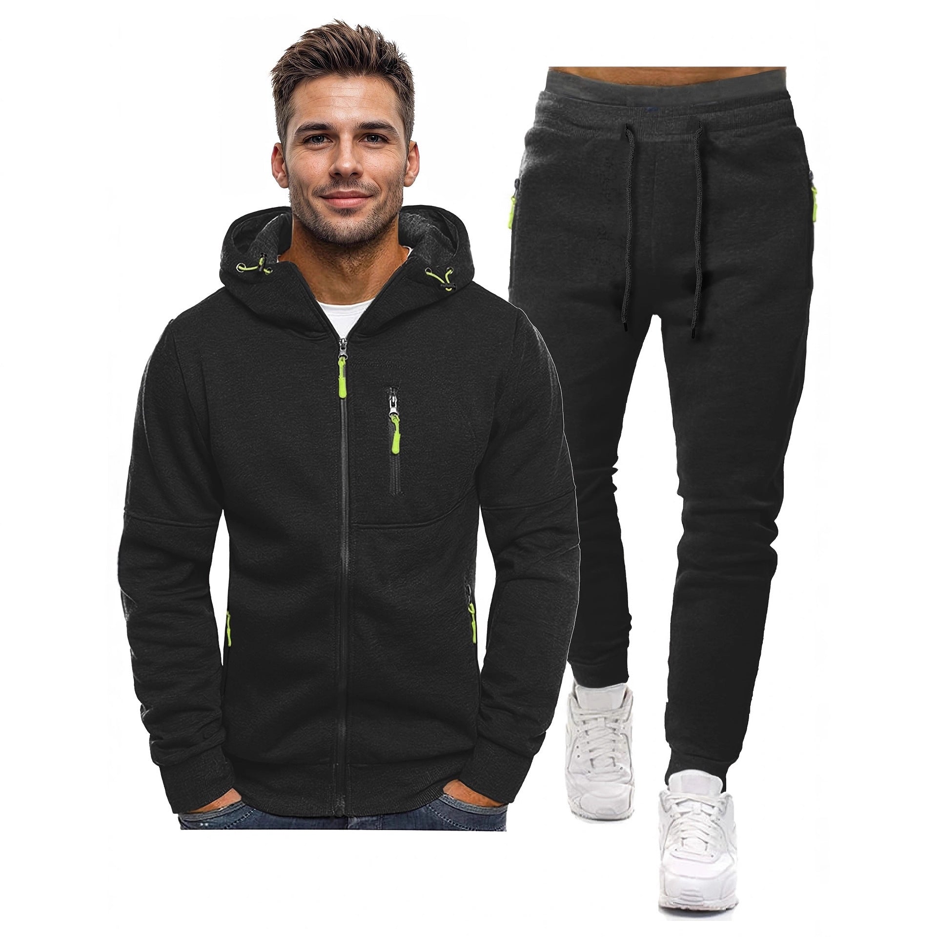 Zippered-pocket Hoodie And Pants Set Relaxed Fit Viral Finds Hub