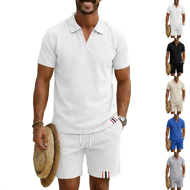 Men's Simple Casual Short-Sleeve Top And Shorts Set Viral Finds Hub