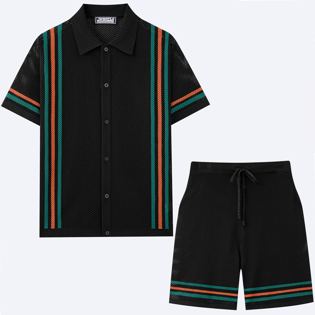 Men's Hollow-Out Short-Sleeve Knitted Sweater Set Viral Finds Hub