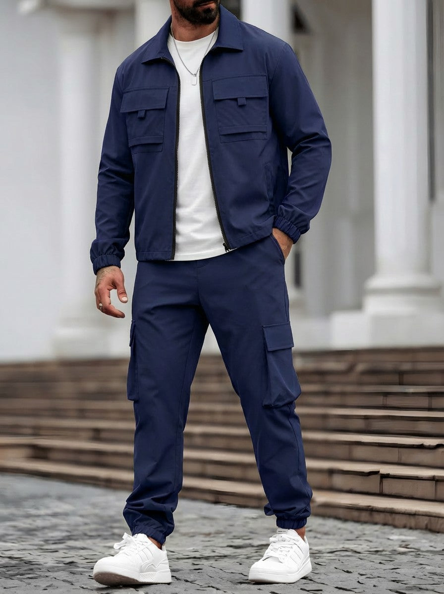 Mens Long-Sleeve Zip-Up Top And Pants Casual Workwear Set Viral Finds Hub