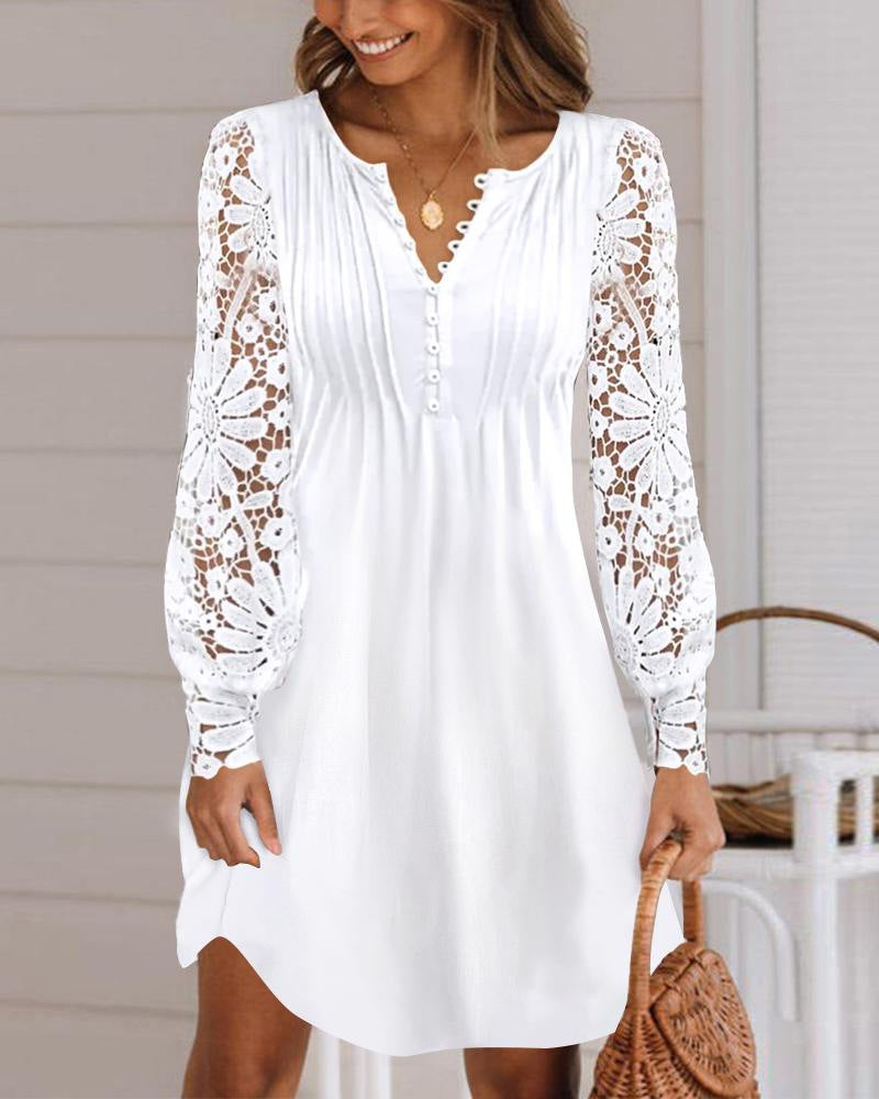 Women's Fashionable Elegant Lace Long Sleeve Dress Viral Finds Hub