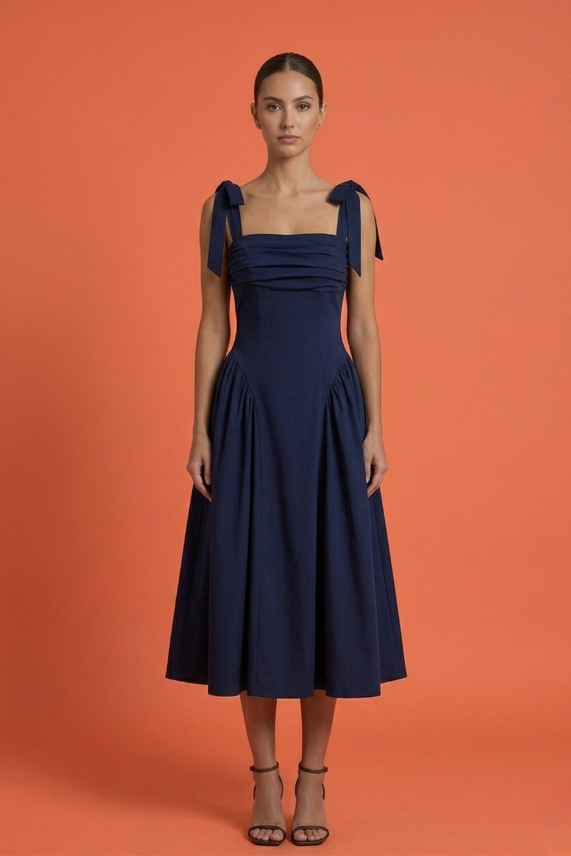 Women's Lose Fit Tie Shoulder Dress In A High Qaulity Strecth Bangaline Fabric Perfect Holiday Dress, Evening Dress Or Casual. Viral Finds Hub