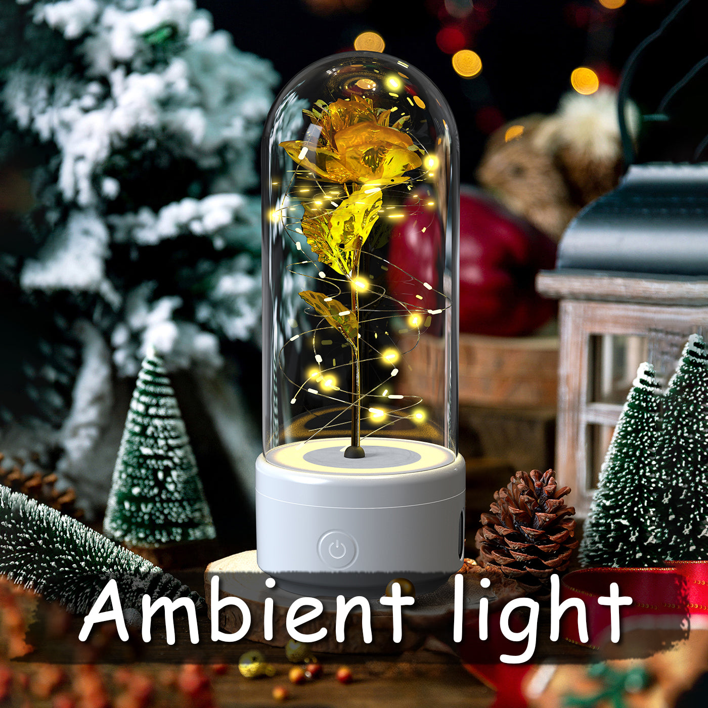 Creative 2 In 1 Rose Flowers LED Light And Bluetooth-compatible Speaker Valentine's Day Gift Rose Luminous Night Light Ornament In Glass Cover Viral Finds Hub