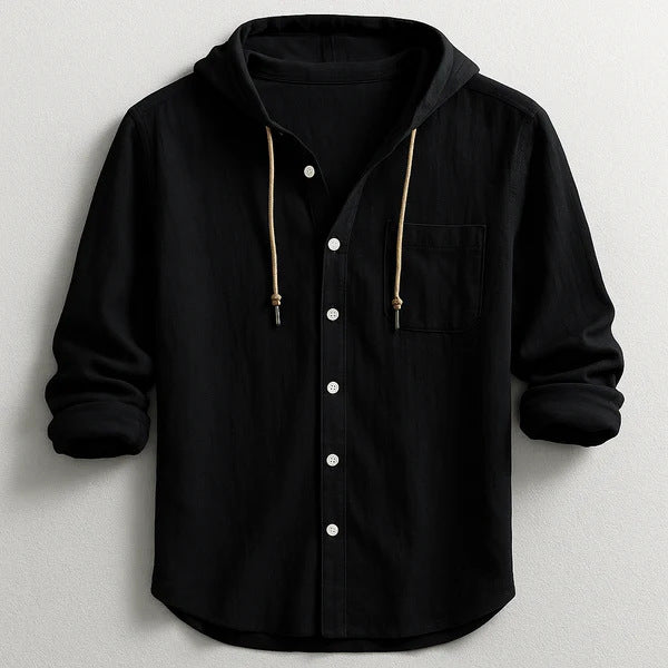 Men's Fashion Hooded Cotton-Linen Casual Long-Sleeve Viral Finds Hub