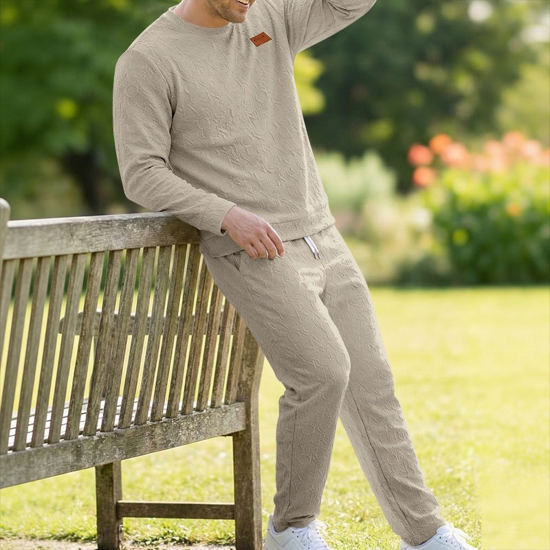 Embossed Letter Crewneck Sweatshirt And Pants Set Viral Finds Hub