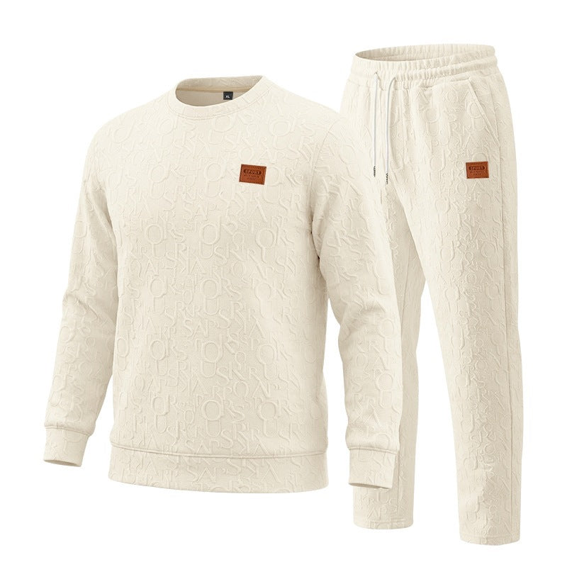 Embossed Letter Crewneck Sweatshirt And Pants Set Viral Finds Hub