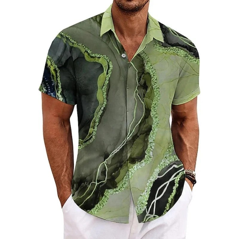 Men's Retro 3D Printed Lapel Short-Sleeve Shirt Viral Finds Hub