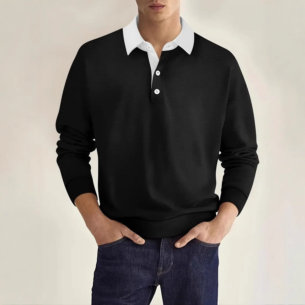Mens Solid-Color Versatile Long-Sleeve Top Viral Finds Hub