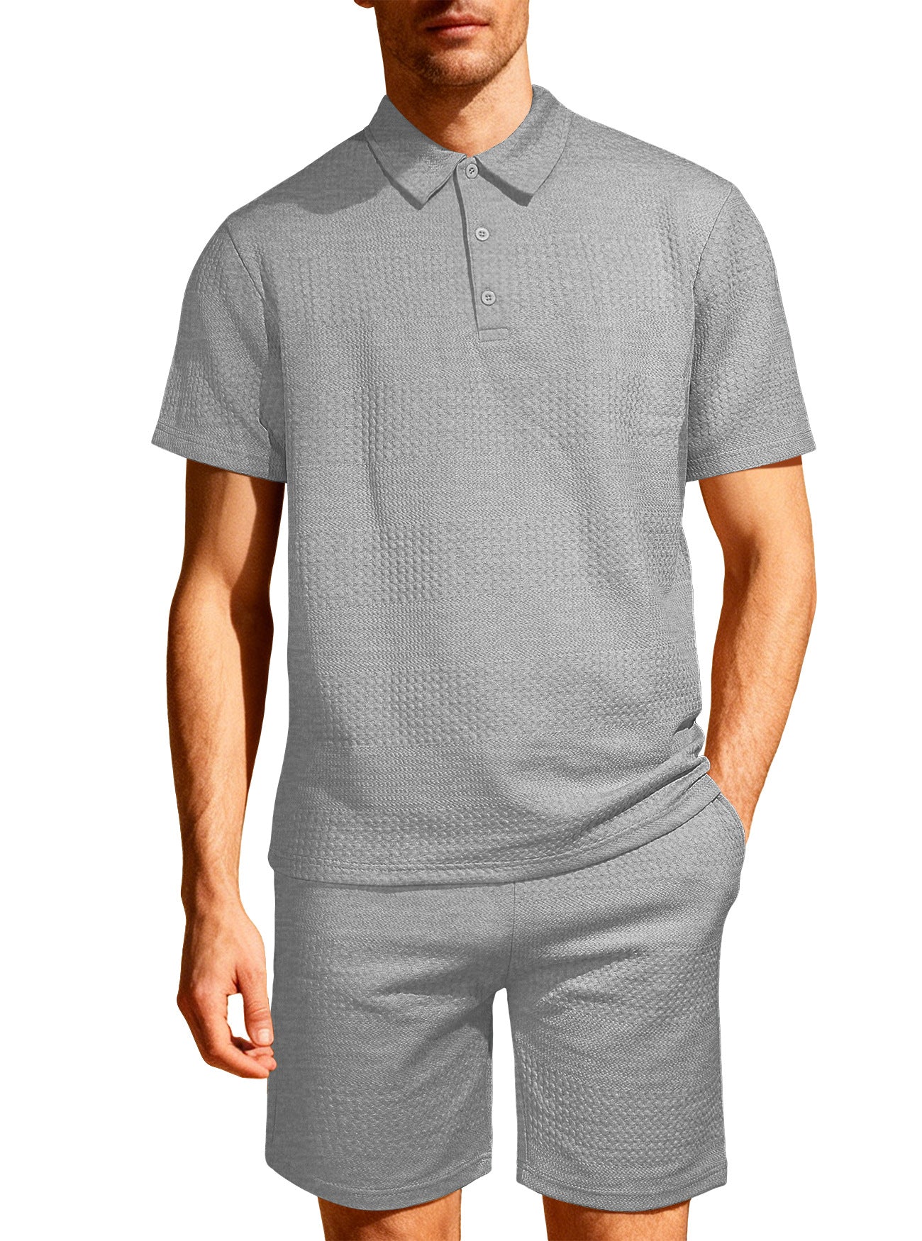 Jacquard Solid-color Loose-fitting Mens Casual Sportswear Set Viral Finds Hub