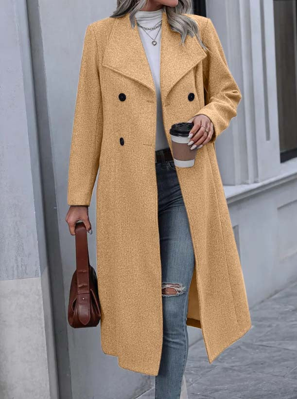 Woolen Long Slim-fit Women's Coat Viral Finds Hub