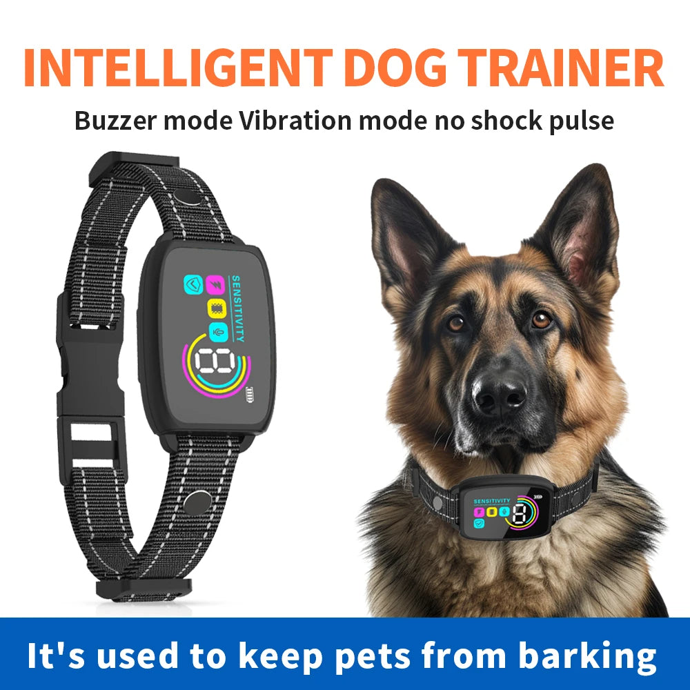 Smart Automatic Anti Barking Dog Collar Rechargeable Bark Stopper Stop Barking HD Digital Display IP67 Waterproof Collar For Dogs Pet Products Viral Finds Hub