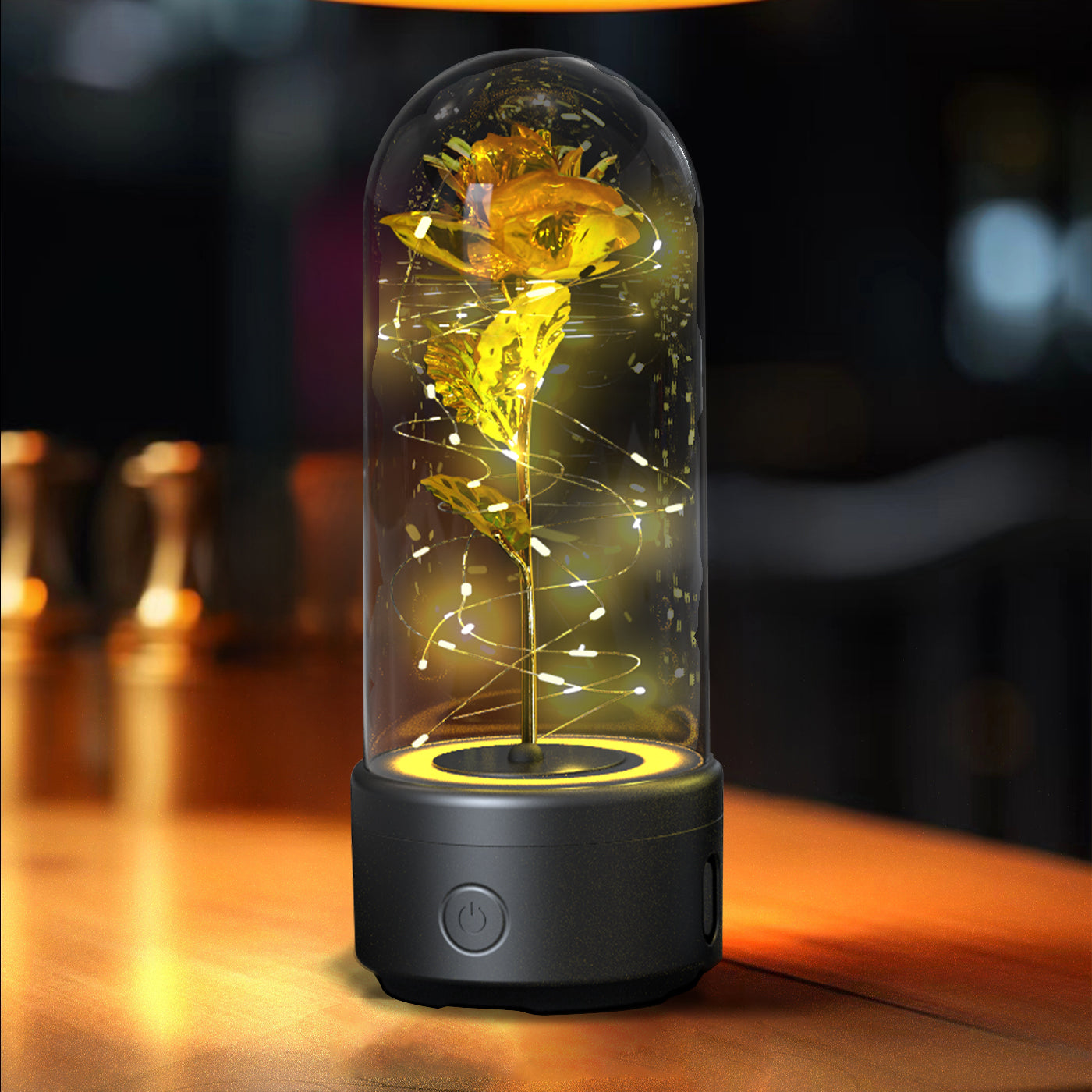 Creative 2 In 1 Rose Flowers LED Light And Bluetooth-compatible Speaker Valentine's Day Gift Rose Luminous Night Light Ornament In Glass Cover Viral Finds Hub
