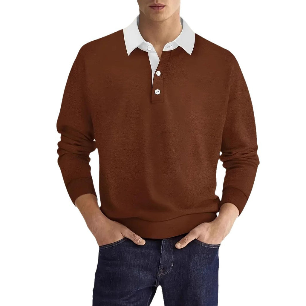 Mens Solid-Color Versatile Long-Sleeve Top Viral Finds Hub