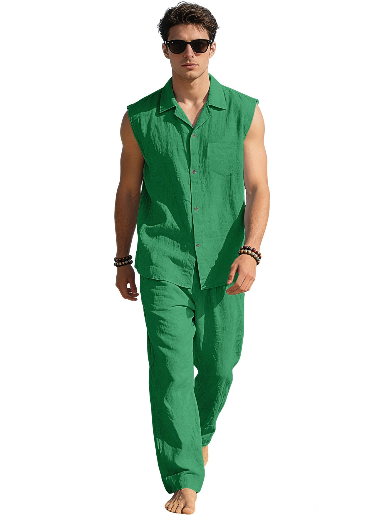 Men's Thin Sleeveless Shirt Casual Sports Suit Viral Finds Hub