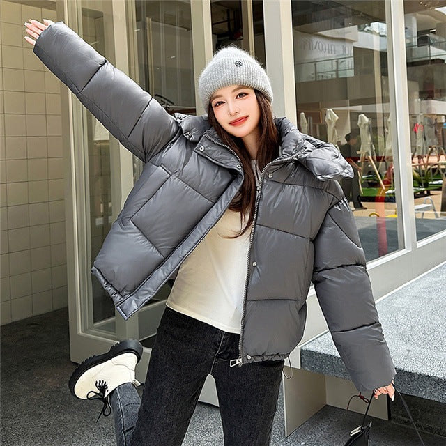 Elegant Fluffy Hooded Cotton Jacket Puffer Jacket Coat Warm Commute Viral Finds Hub