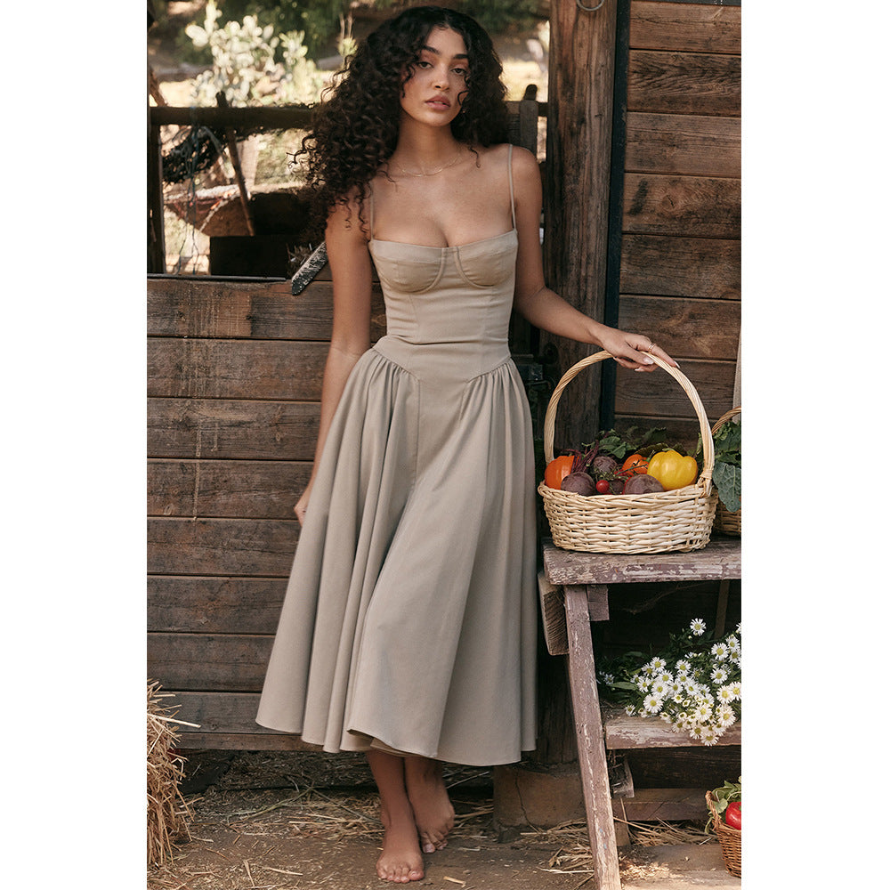 Spicy Sexy V-Neck Slip Dress With Waist-Cinching Design, Slimming Backless Style For Women Viral Finds Hub