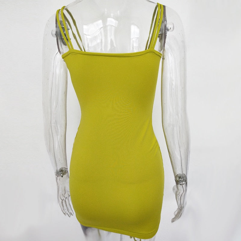 Articat Spaghetti Strap Sexy Backless Women Summer Dress Strapless Bodycon Bandage Party Dresses Vestidos Club Mini Dress Viral Finds Hub