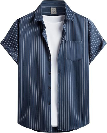 Striped And Solid-color Short-sleeve Shirt-cardigan Viral Finds Hub