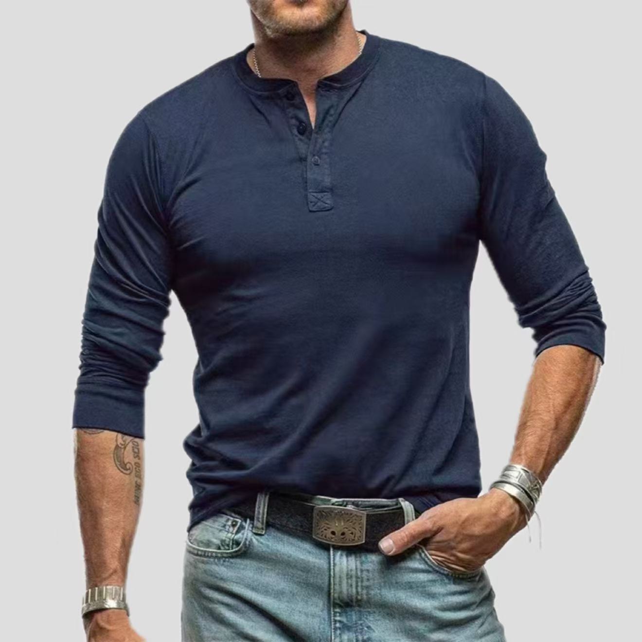 Men's Fashionable Pure Cotton Crewneck Long-Sleeve Viral Finds Hub