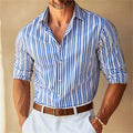 Men's Lapel Button-Down Striped Collar Shirt Viral Finds Hub