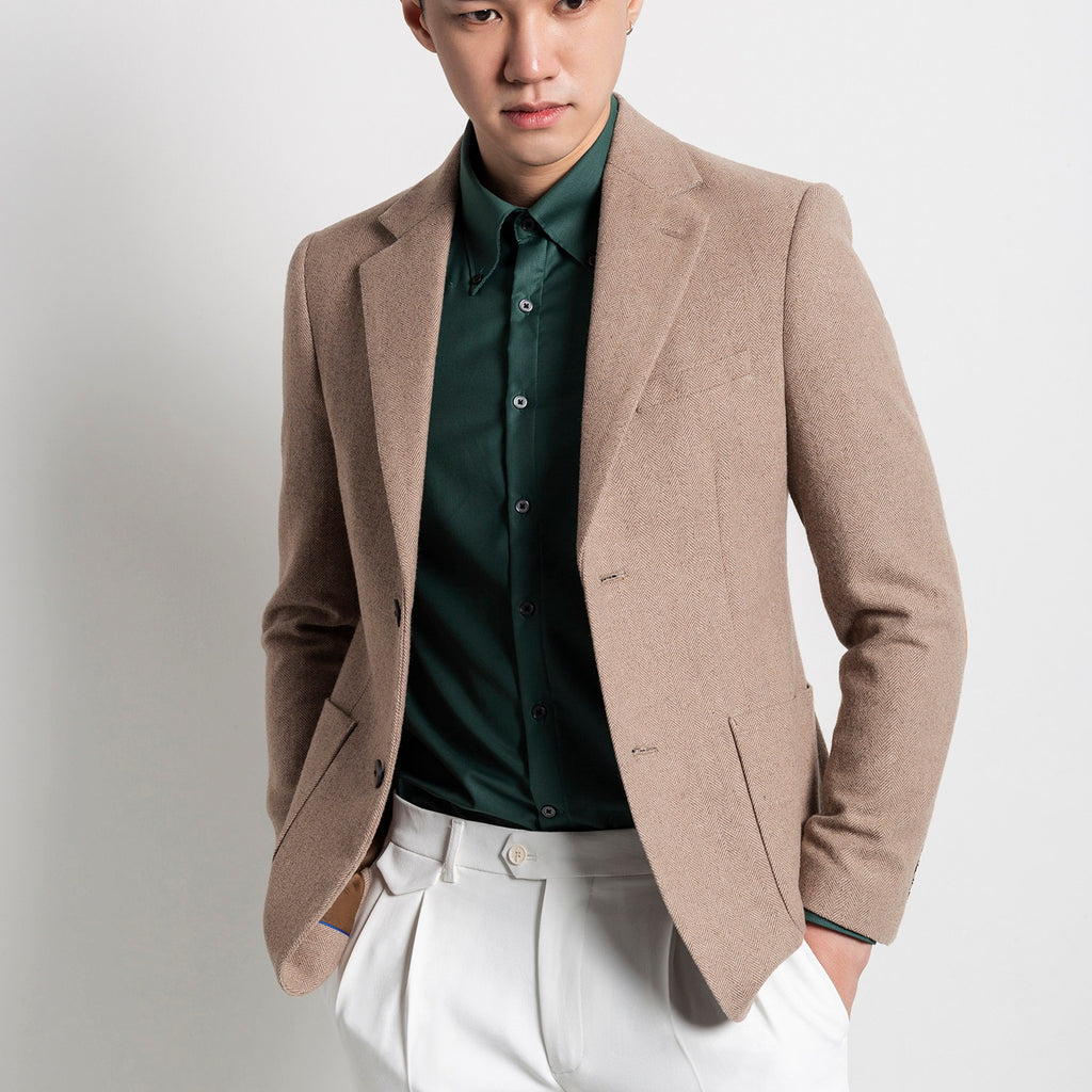 Retro Light Khaki European Style Casual Single Suit Viral Finds Hub