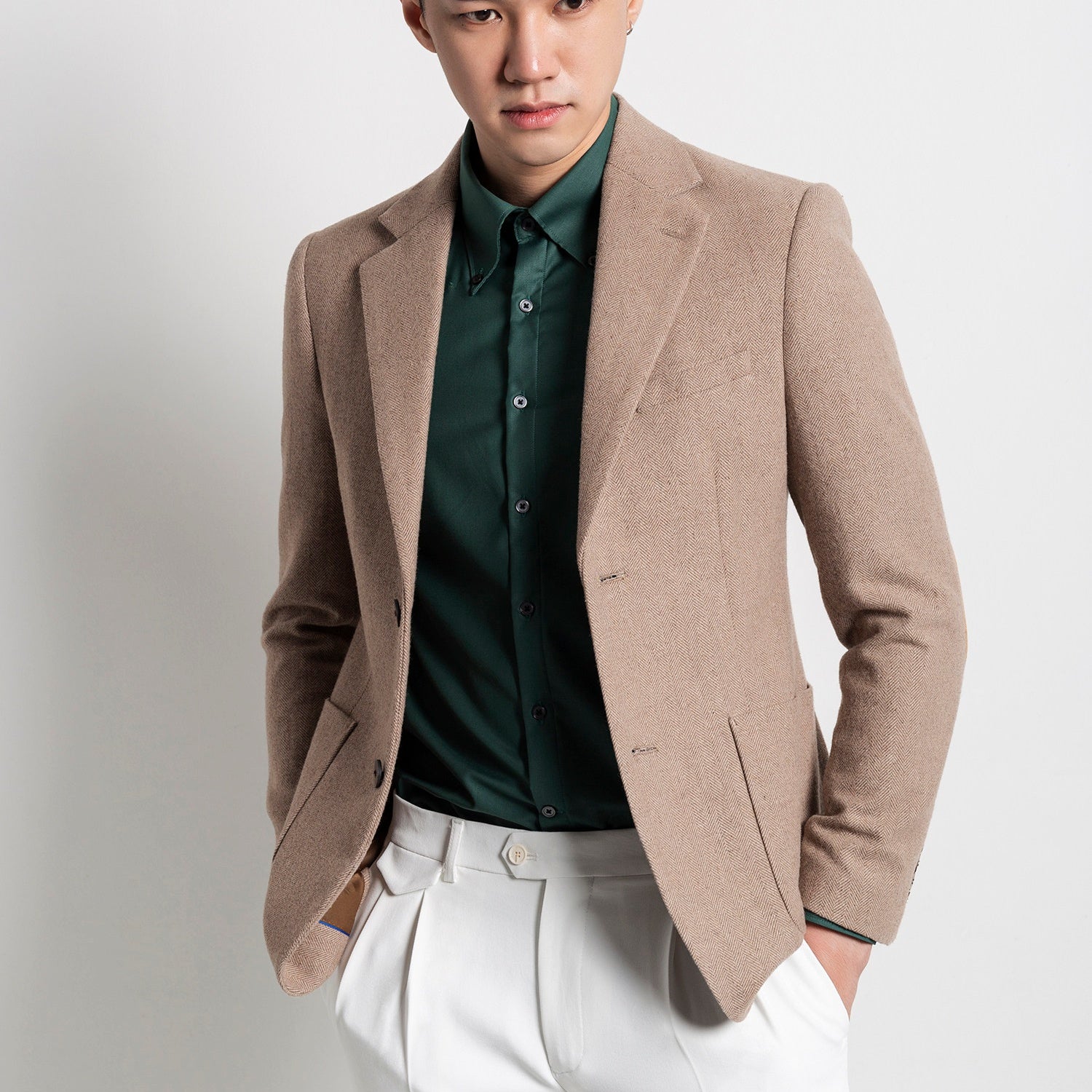 Retro Light Khaki European Style Casual Single Suit Viral Finds Hub