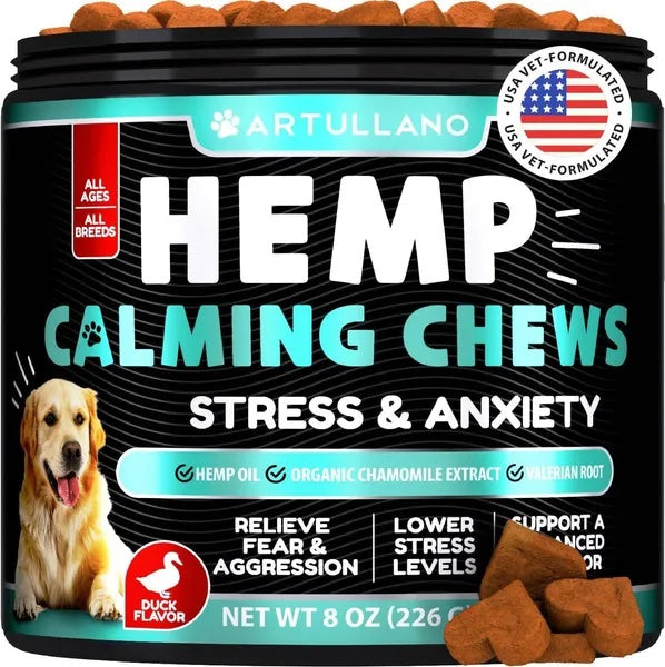 Hemp Calming Chews For Dogs Dog Anxiety Relief Treats With Hemp Oil Turmeric Valerian Ginger Health And Wellness Supplements For Dogs Hip And Joint Support 120 Treats Viral Finds Hub