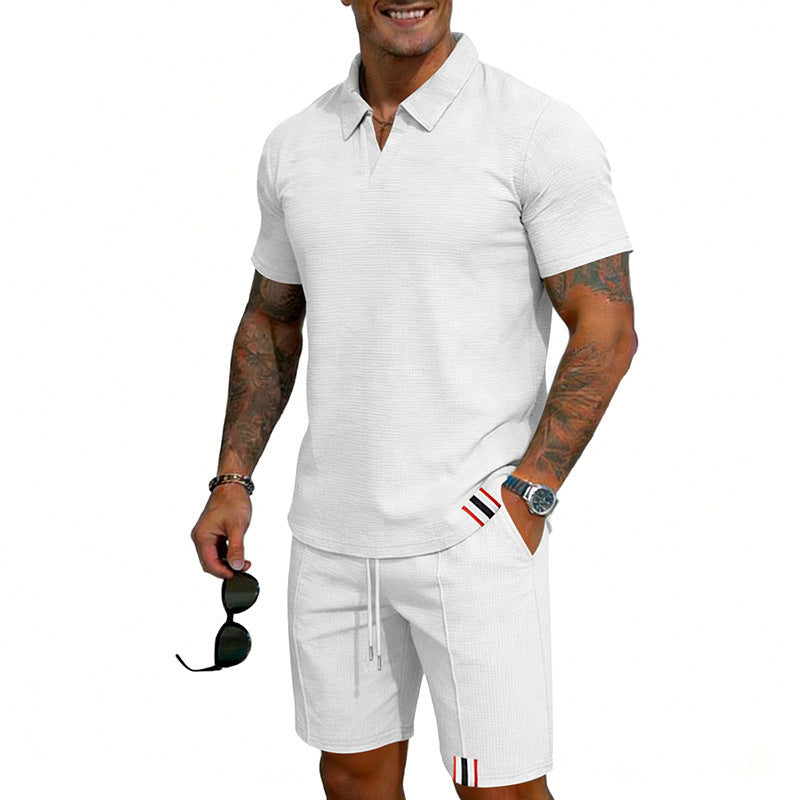 Men's Simple Casual Short-Sleeve Top And Shorts Set Viral Finds Hub