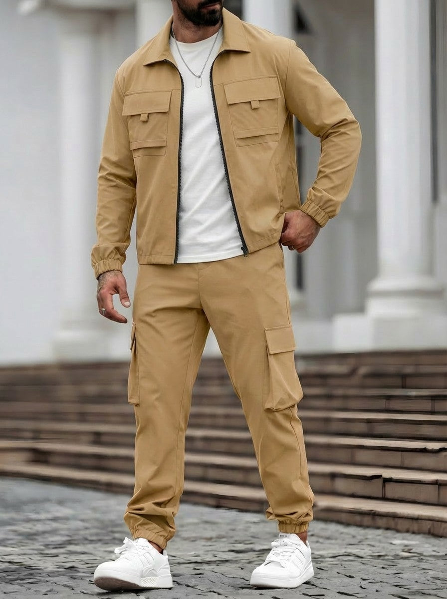 Mens Long-Sleeve Zip-Up Top And Pants Casual Workwear Set Viral Finds Hub