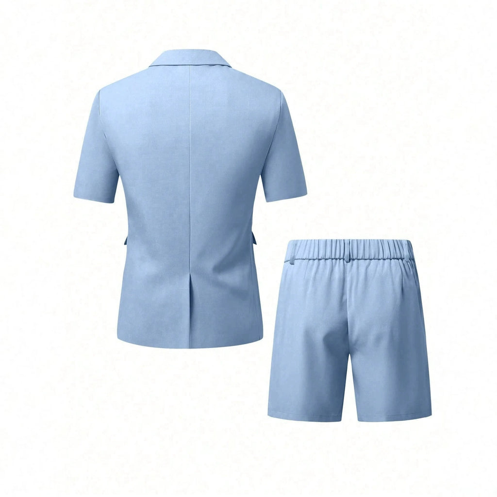 Mens Solid-Colored Gentleman Short-Sleeve Two-Piece Suit Viral Finds Hub