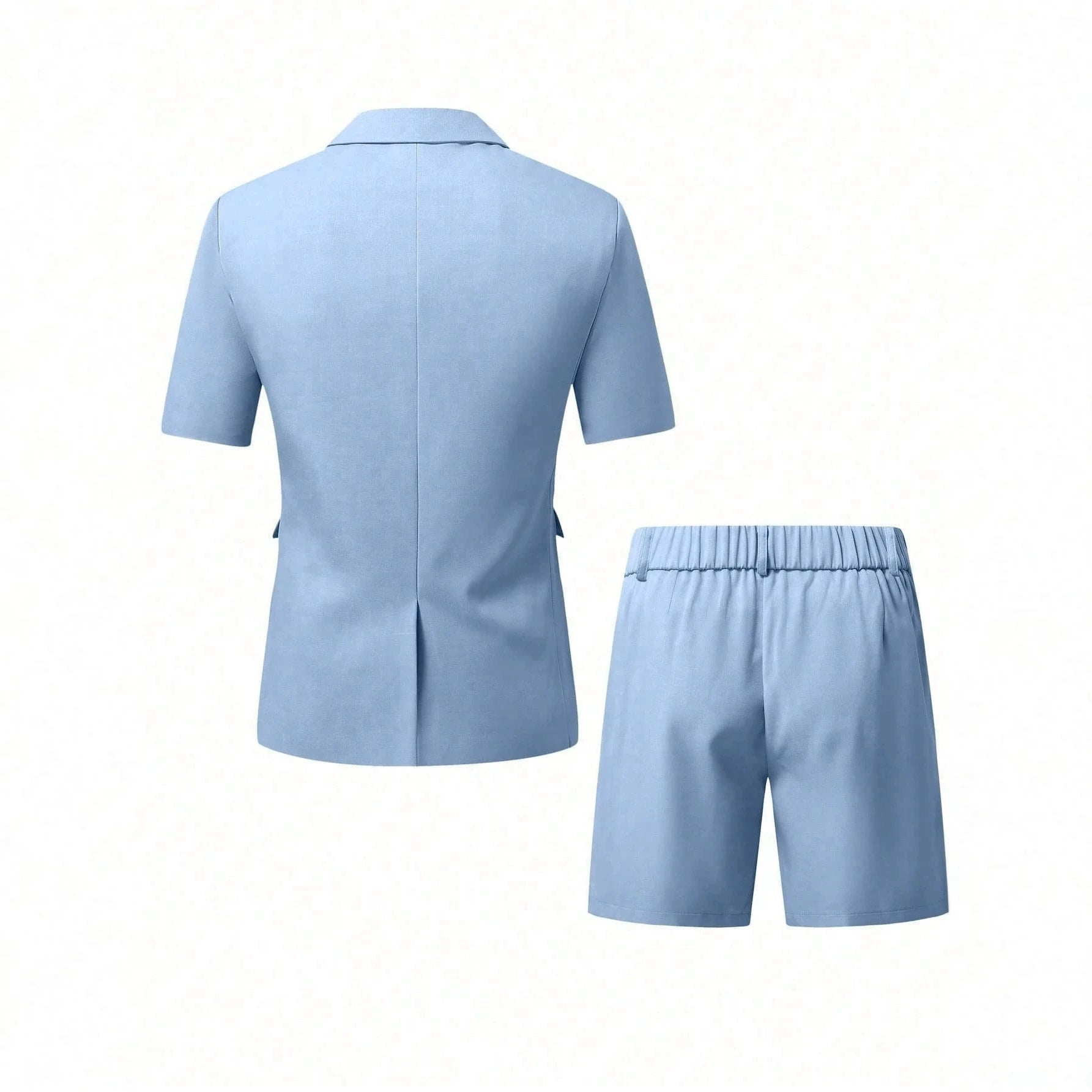 Mens Solid-Colored Gentleman Short-Sleeve Two-Piece Suit Viral Finds Hub