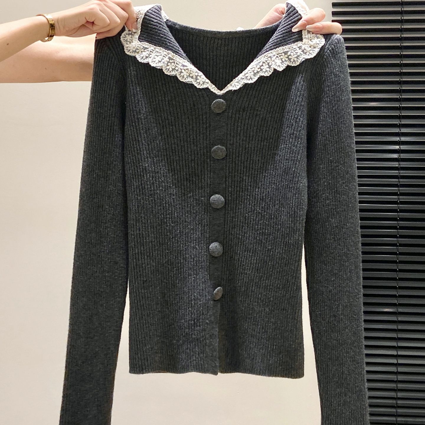 Gentle-style Lace Doll-collar Knit Sweater Viral Finds Hub