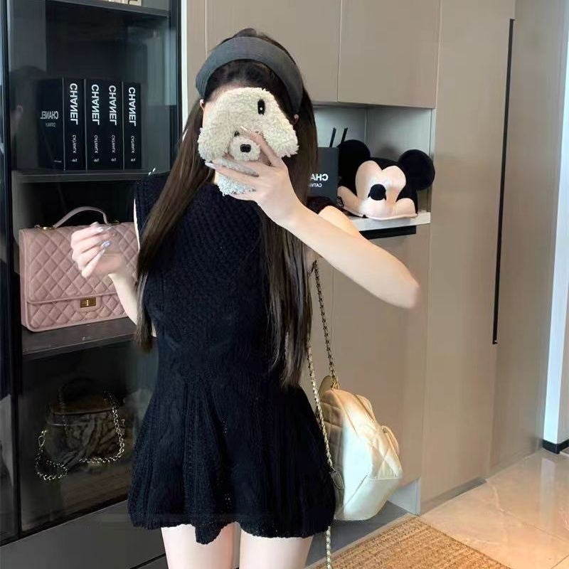 Knitted Chic Waist-Cinching Cable-Knit Sleeveless Vest Viral Finds Hub