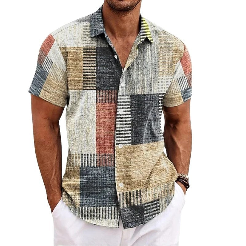 Men's Retro 3D Printed Lapel Short-Sleeve Shirt Viral Finds Hub