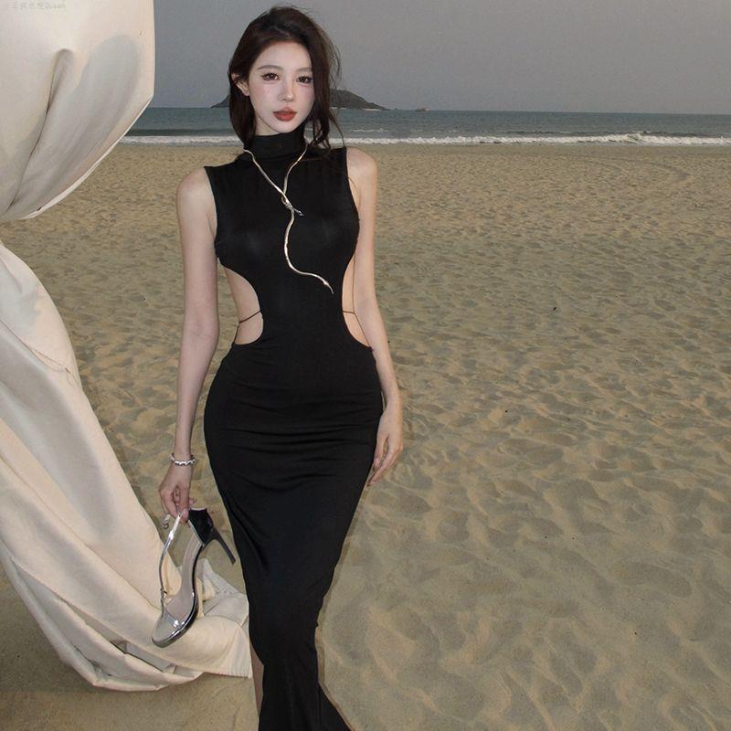 Slit Mid-length Elegant Mock-neck Maxi Dress Viral Finds Hub