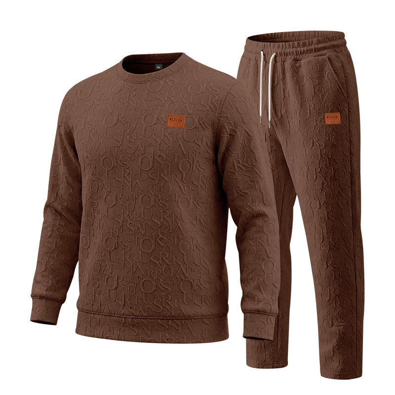 Embossed Letter Crewneck Sweatshirt And Pants Set Viral Finds Hub