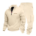 Fleece-lined Half-Zip Stand Collar Solid Color Casual Sweatshirt And Pants Set Viral Finds Hub