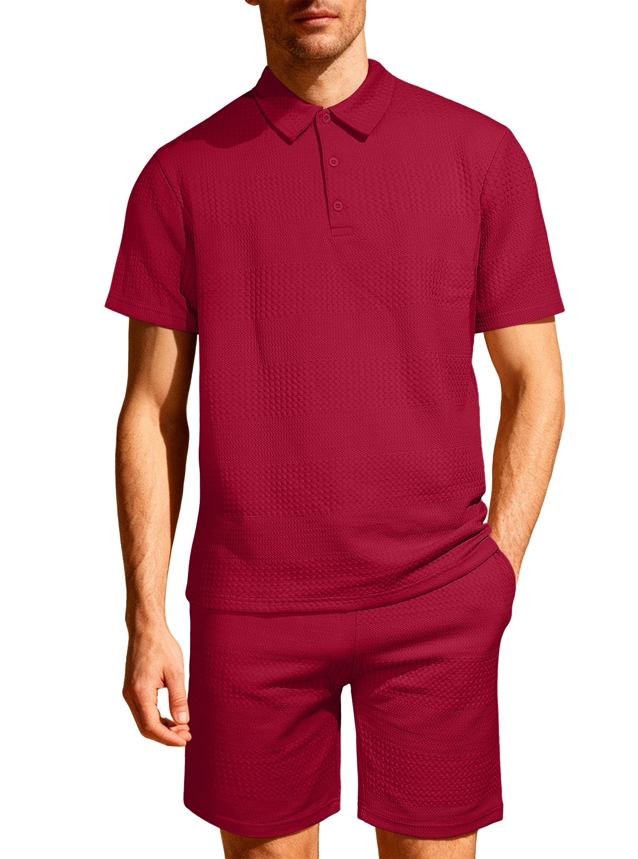 Jacquard Solid-color Loose-fitting Mens Casual Sportswear Set Viral Finds Hub
