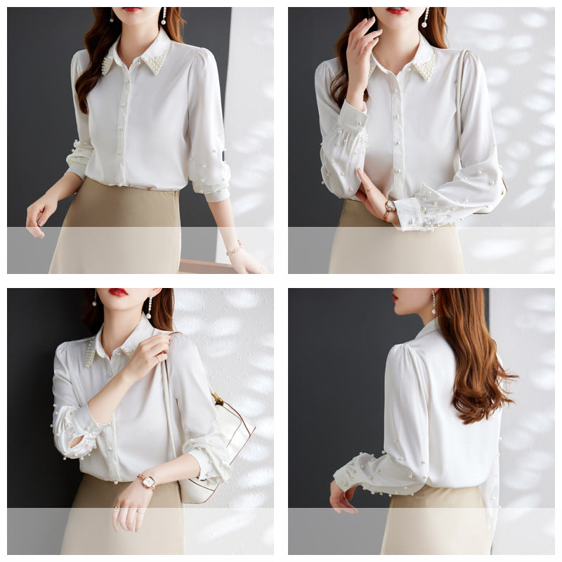 Beaded Long-sleeve Lapel Cardigan Shirt Viral Finds Hub