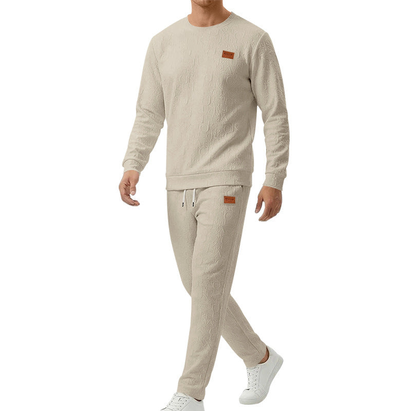 Embossed Letter Crewneck Sweatshirt And Pants Set Viral Finds Hub