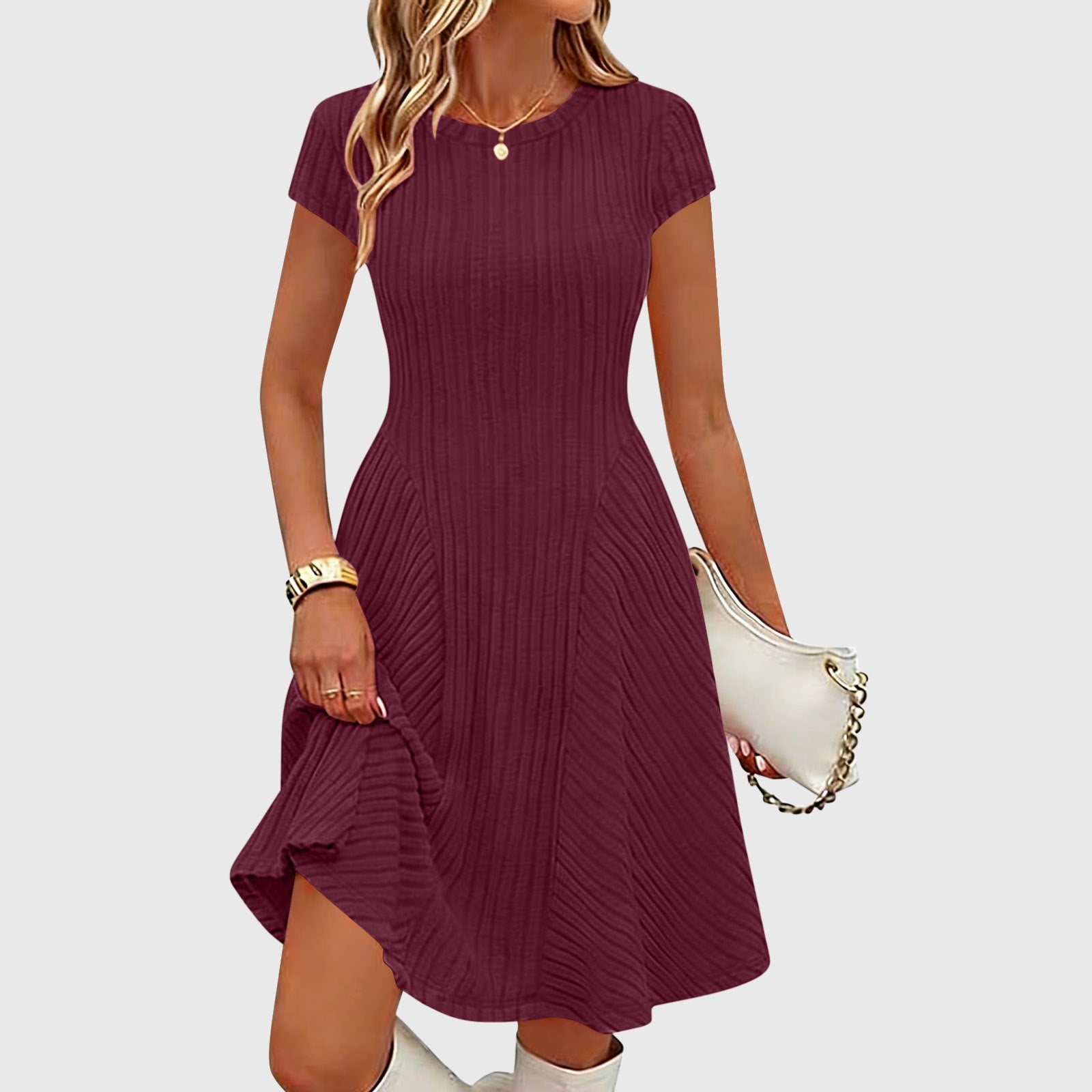 Irregularly Brushed Ribbed Solid-color Dress Viral Finds Hub
