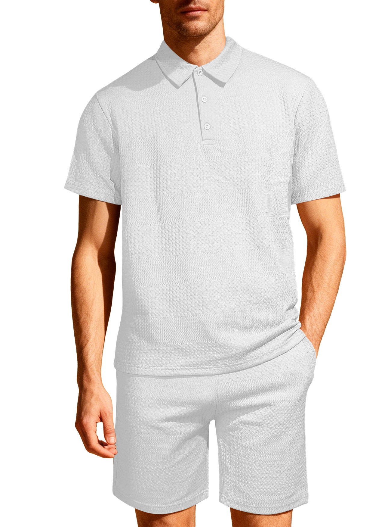 Jacquard Solid-color Loose-fitting Mens Casual Sportswear Set Viral Finds Hub