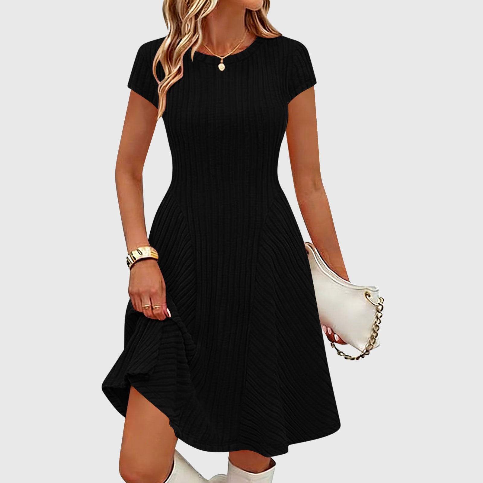 Irregularly Brushed Ribbed Solid-color Dress Viral Finds Hub