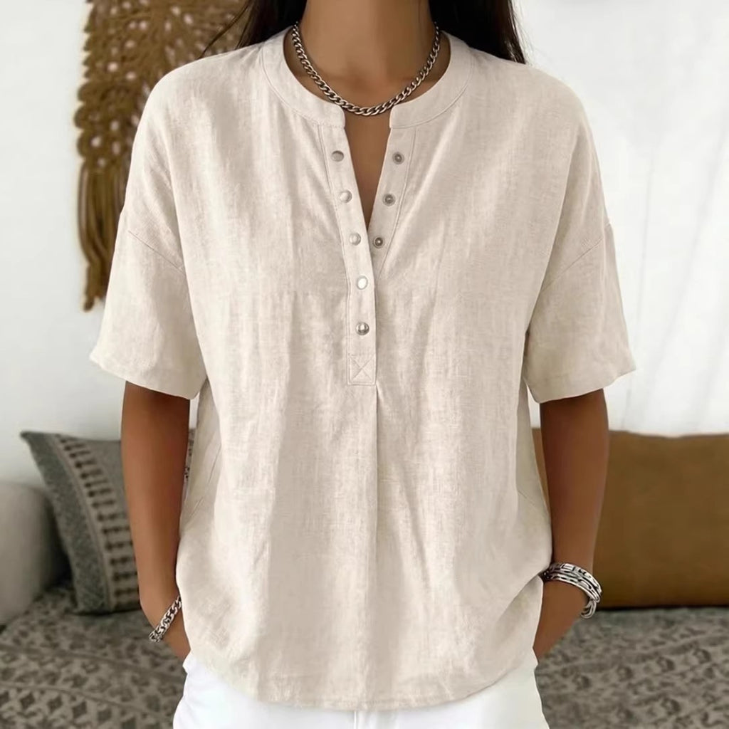 Solid Color Casual Pullover Short-Sleeve Shirt For Women Viral Finds Hub