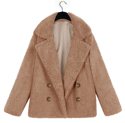 Autumn And Winter Women's Plush Button Lapels Pocket Coat Shirt Viral Finds Hub